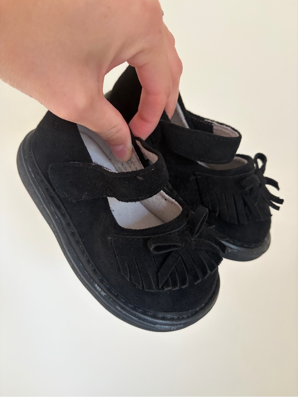 Black Suede Fringe Mary Jane Shoes